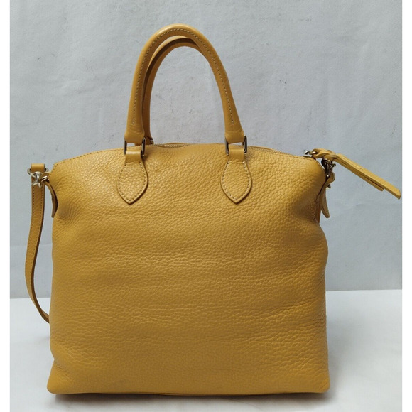 Dooney & Bourke Dillen Yellow Pebbled Leather Double Pocket Satchel Shoulder Bag - Picture 2 of 16